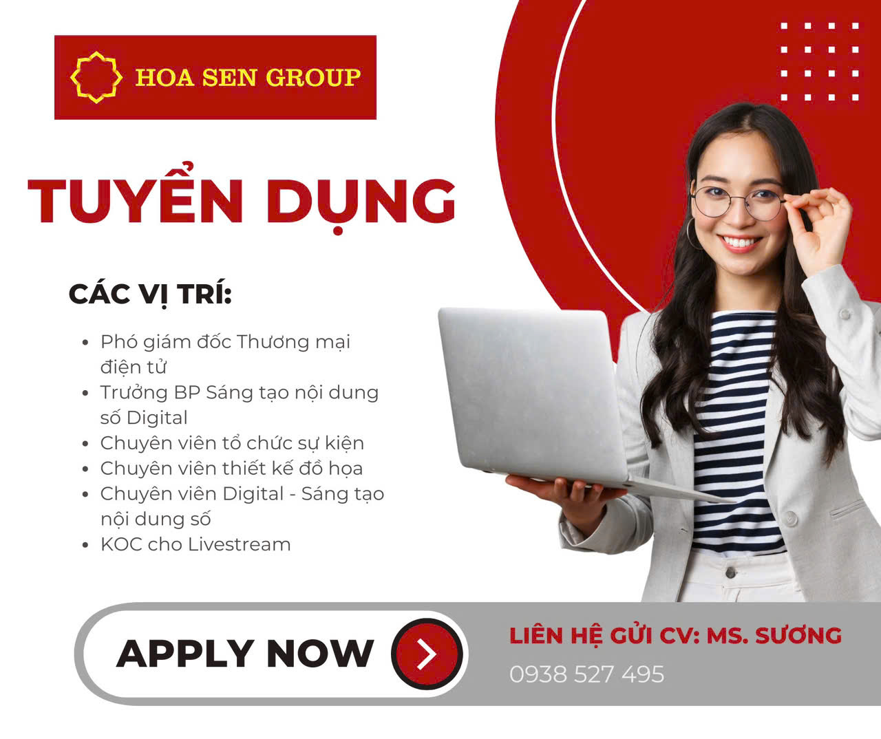 Nhiều cơ hội cho các bạn Sáng tạo nội dung số ở Tập đoàn Hoa Sen Group